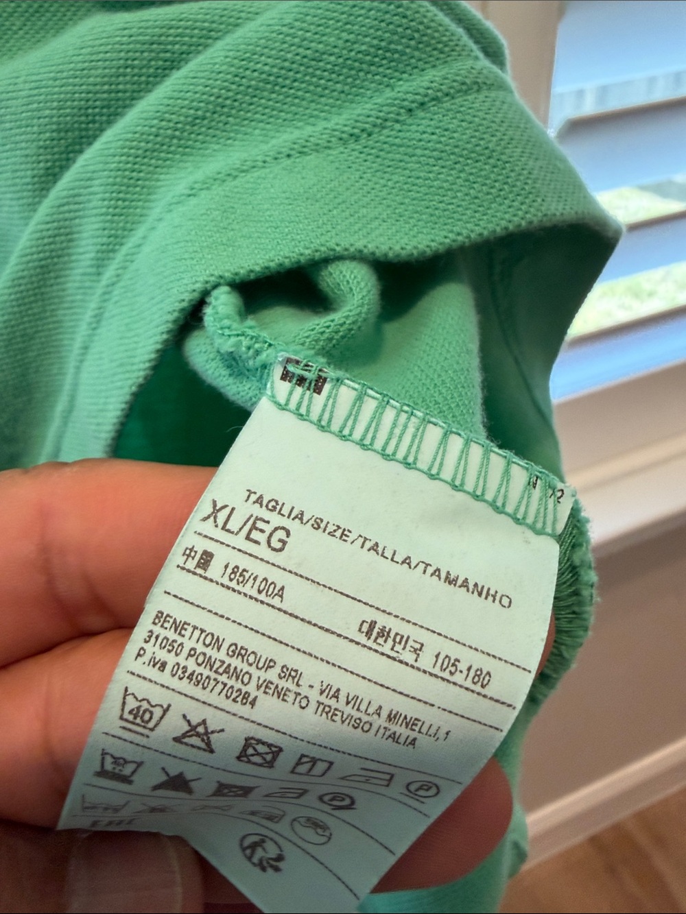United Colors Of Benetton Men’s Mint Green Polo Shirt with Logo - Picture 6 of 6